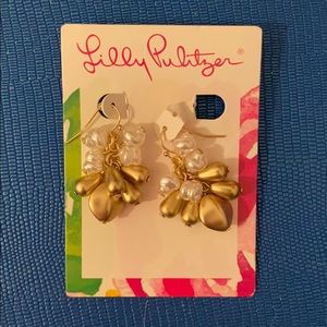 Lilly Pulitzer Gold Pearl Drop Dangle Earrings